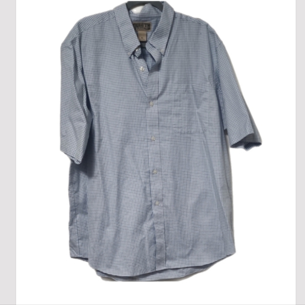 Duluth Trading Co Light Blue Gingham Shirt